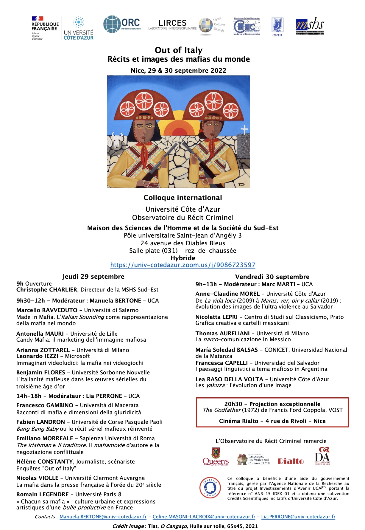 Colloque international - Out of Italy. Re?cits et images des mafias du monde_Programme